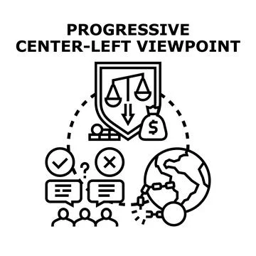 Progressive center left viewpoint concept for social justice Illustrazione stock