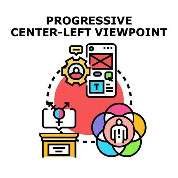 Progressive center left viewpoint ideology and concept Stock-Illustration