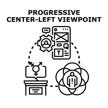 Progressive center left viewpoint ideology and concept Stock-Illustration