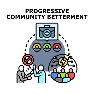 Progressive community betterment concept for social improvement Stock Illustration