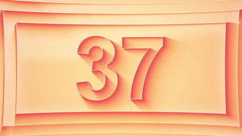 Progressive counting from 1 to 64. Minimalistic embossed number with glitter Stock Footage 294100994