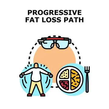 Progressive fat loss path concept illustration Stock Illustration