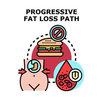 Progressive fat loss path concept with healthy eating Stock-Illustration