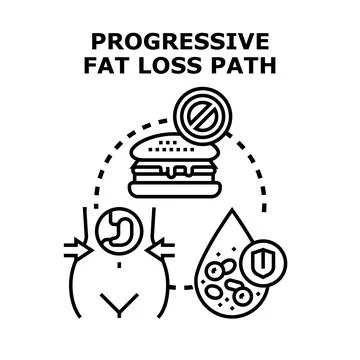 Progressive fat loss path concept with healthy eating Stock-Illustration