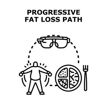 Progressive fat loss path concept illustration Stock Illustration