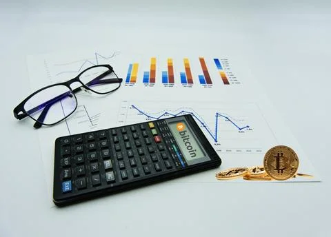 Progressive graph of increase Bitcoin value. Cryptocurrencies and new tech 写真素材