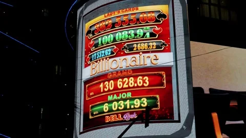 Progressive jackpot slot machine display showing rising numbers Stock-Footage 345754499