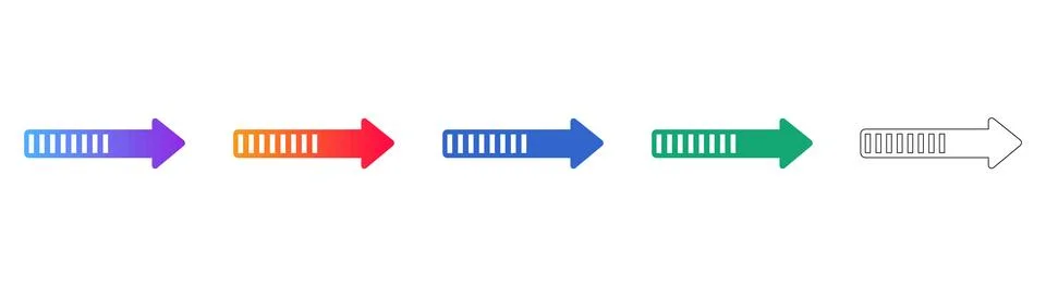 Progressive Loading Arrow Icons Set Ilustração Stock