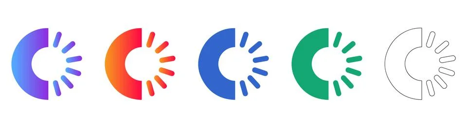 Progressive Loading Circle Icon Set Stock Illustration