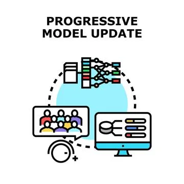 Progressive model update improving artificial intelligence system Stock-Illustration