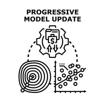 Progressive model update process with financial data analysis Stock Illustration