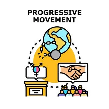 Progressive movement advancing social change and equality icon Stock Illustration