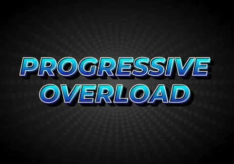 Progressive overload. Text effect in 3D look, gradient blue color with dark.. Illustrazione stock