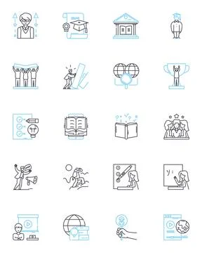 Progressive pedagogy linear icons set. Innovation, Creativity, Engagement Stock Illustration