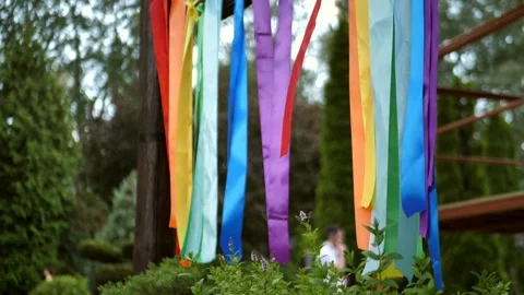 Progressive Pride Flag The colors of the progressive pride flag Ribbons. Color Stock Footage 246449156