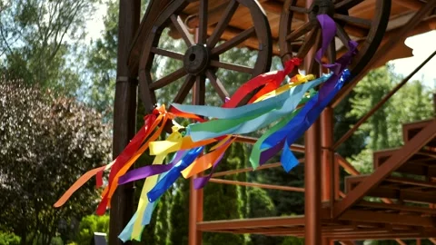 Progressive Pride Flag The colors of the progressive pride flag Ribbons. Color Stock Footage 246489102