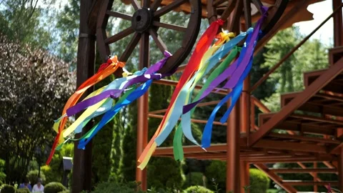 Progressive Pride Flag Progressive Pride Flag Colors Ribbons.Colorful LGBT Gay Stock Footage 246450172