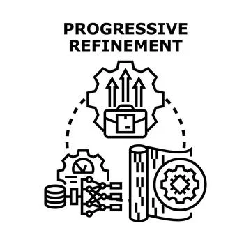 Progressive refinement process concept improving business data イラスト素材