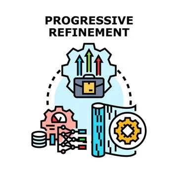 Progressive refinement process concept improving business data Stock-Illustration