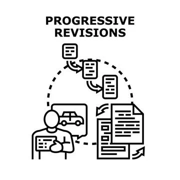 Progressive revisions concept for document update process Stock Illustration