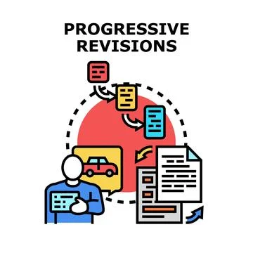 Progressive revisions concept for document update process Stock Illustration