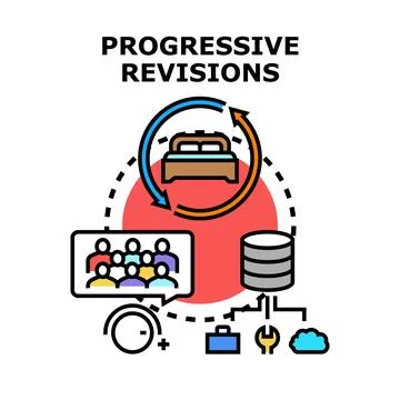 Progressive revisions concept showing continuous improvement cycle Stock Illustration