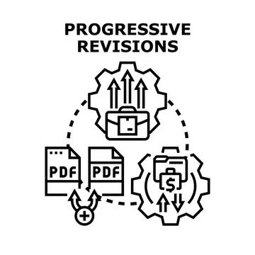 Progressive revisions workflow improving business development process Stock-Illustration