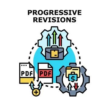 Progressive revisions workflow improving business development process Stock Illustration