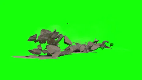 Progressive Road Crack Effect with Flying Debris - Chroma Key Overlay Stock Footage 332653390