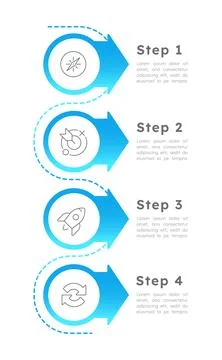 Progressive sequence workflow infographic 4 steps Stock-Illustration