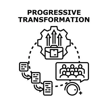 Progressive transformation management creating business growth strategy 库存插图