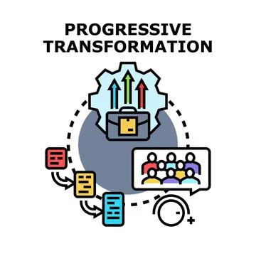 Progressive transformation management creating business growth strategy Stock Illustration