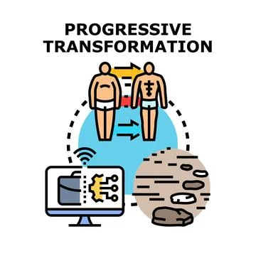 Progressive transformation vector concept illustrating personal development Stock Illustration