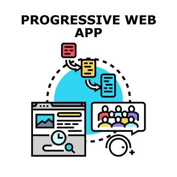 Progressive web app building digital experience concept イラスト素材