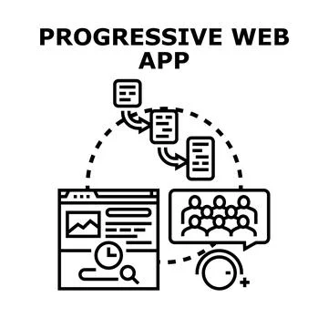 Progressive web app building digital experience concept Illustrazione stock