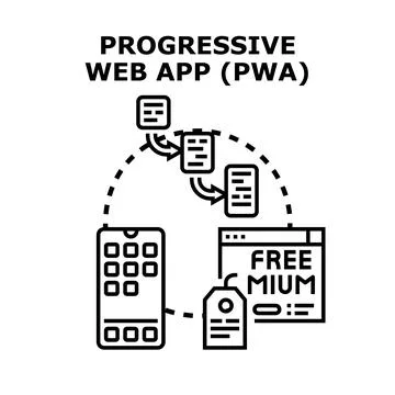 Progressive web app concept development and implementation Stock Illustration