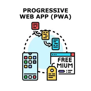 Progressive web app concept development and implementation Stock Illustration