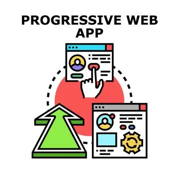 Progressive web app developing and installing illustration Stock Illustration