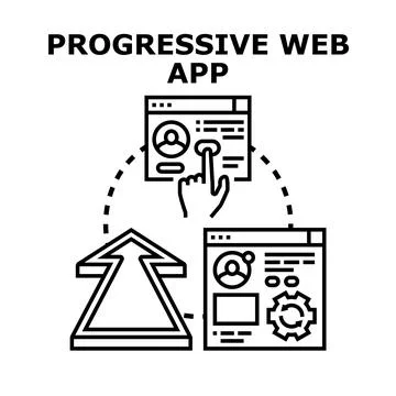 Progressive web app developing and installing illustration Stock Illustration