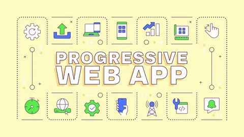 Progressive web app light yellow word concept Stock Illustration