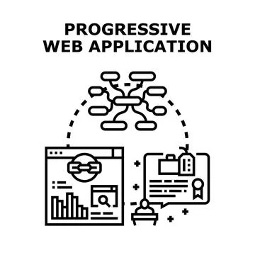Progressive web application developing concept vector illustration Stock Illustration