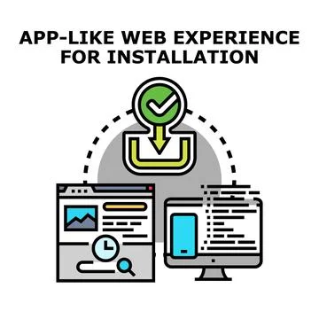 Progressive web application installation process and user experience Stock Illustration