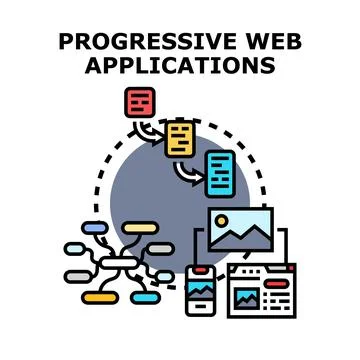 Progressive web applications creating versatile user experiences Stock Illustration