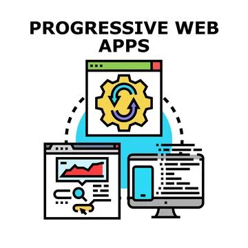 Progressive web applications developing responsive cross platform solution Stock Illustration
