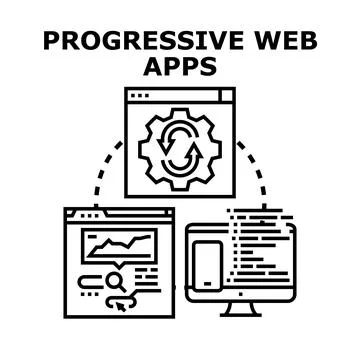 Progressive web applications developing responsive cross platform solution Stock Illustration