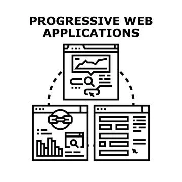 Progressive web applications developing web concepts online Stock-Illustration