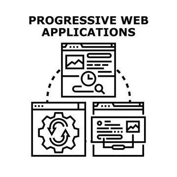 Progressive web applications development and concept illustration Illustrazione stock