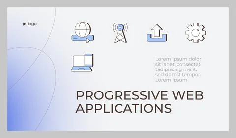 Progressive web applications presentation slide template Stock Illustration