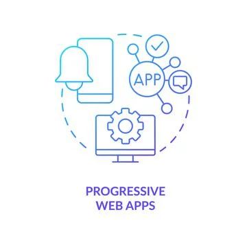 Progressive web apps blue gradient concept icon Stock Illustration