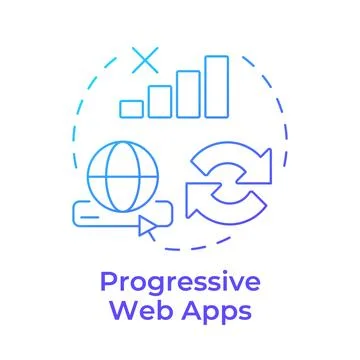 Progressive web apps blue gradient concept icon Illustrazione stock